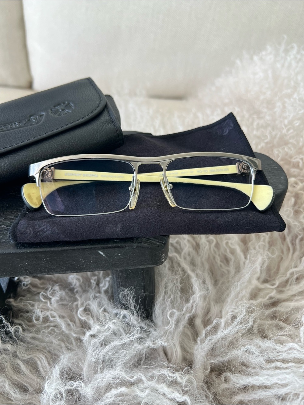 Chrome Hearts Silver Metal Rimless Rectangle Optical Glasses style YO-YO Smuggle